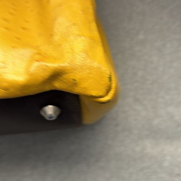 PIERO CECCONI MUSTARD YELLOW OSTRICH EMBOSSED LEATHER BAG - Picture 8 of 8